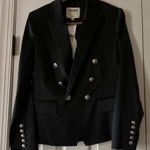 L'AGENCE Kenzie Satin Blazer Black Size 6 NWT